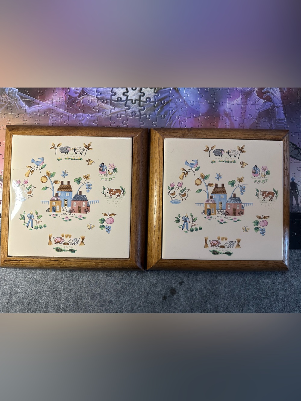 Heartland International Ceramic trivets- Country Tile Wall Art - Cream and Brown